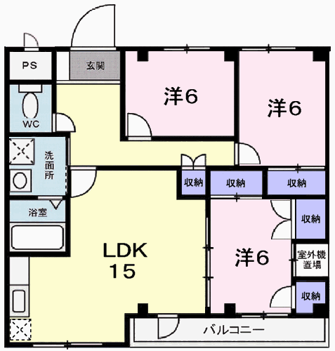 カサ・ヴィアーレ(3LDK/3階)の間取り写真