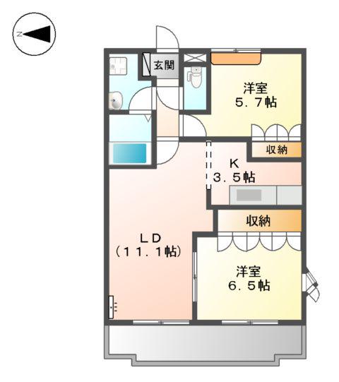 パークアヴェニュー(2LDK/2階)の間取り写真