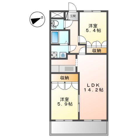 ラフィーネ(2LDK/2階)の間取り写真