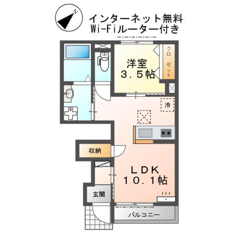 フィールドヴィレッジⅢ(1LDK/1階)の間取り写真