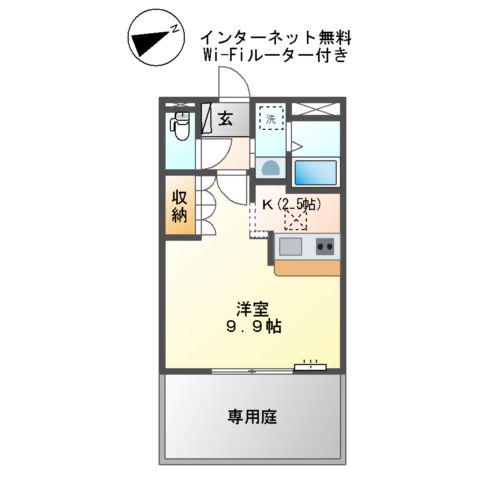 フォンテーヌ・アベニュー1(ワンルーム/1階)の間取り写真