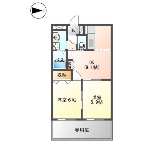 コンフォール アイ(2DK/1階)の間取り写真