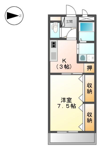 ヴァン ヴェール(1K/1階)の間取り写真