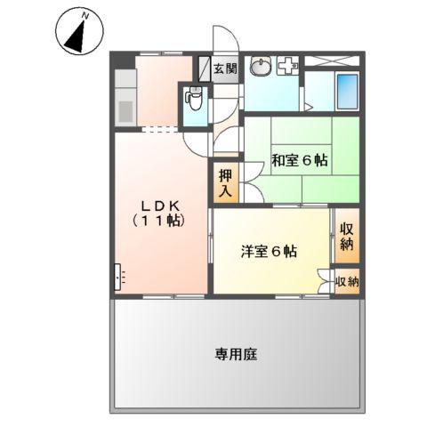ノーブルハイツ(2LDK/1階)の間取り写真
