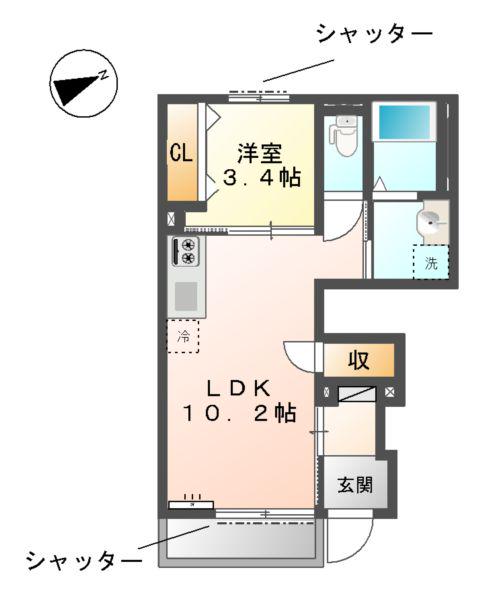 アイトピア(1LDK/1階)の間取り写真