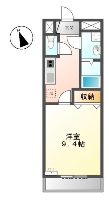 エスポア井ノ口(1K/1階)の間取り写真
