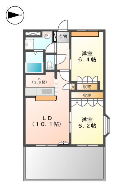 サンシャイン2号館(2LDK/1階)の間取り写真