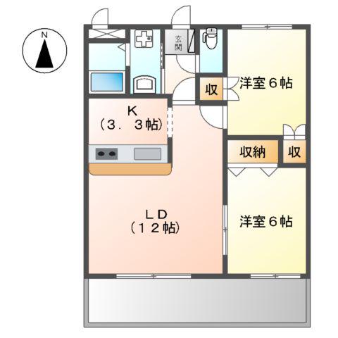 ディアエスタシオン(2LDK/1階)の間取り写真