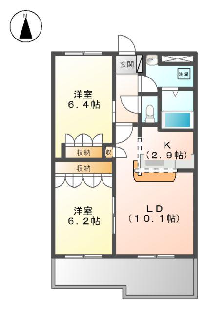 グランディール(2LDK/1階)の間取り写真