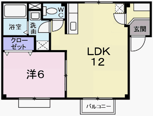 リバーサイドクラタニ(1LDK/2階)の間取り写真