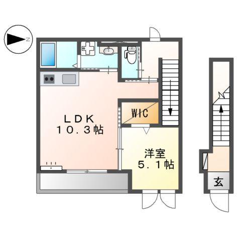 LA VERITE(1LDK/2階)の間取り写真