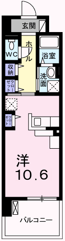 クレール姫路Ⅱ(ワンルーム/1階)の間取り写真