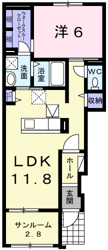 ウエストガーデンⅥ(1LDK/1階)の間取り写真