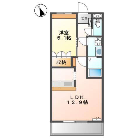 アクロポリス3(1LDK/2階)の間取り写真