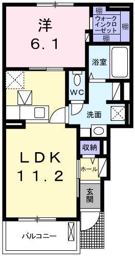 シトロン Ⅱ(1LDK/1階)の間取り写真
