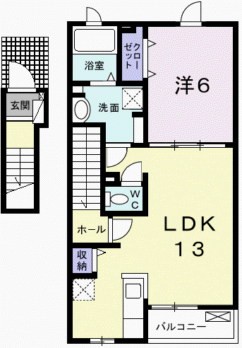 ル・レストⅡ(1LDK/2階)の間取り写真