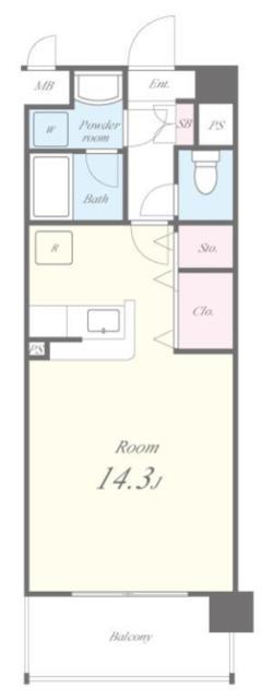 サンライズ北条(ワンルーム/2階)の間取り写真