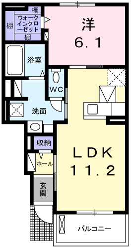 ライフステージ岡田Ⅱ(1LDK/1階)の間取り写真