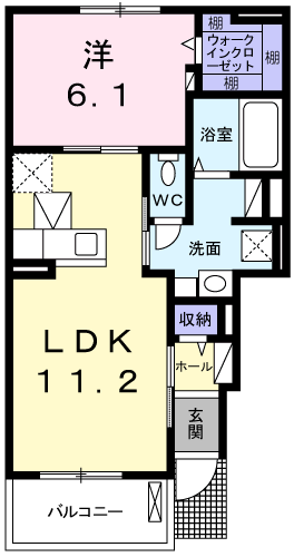 ライフステージ岡田Ⅰ(1LDK/1階)の間取り写真
