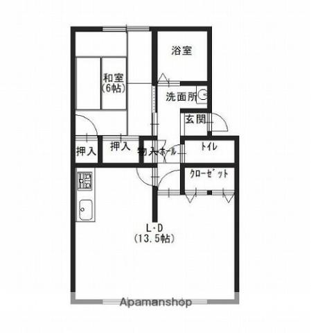 パークハイツ(1LDK/1階)の間取り写真