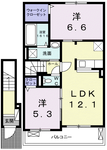 サンマリノⅠ(2LDK/2階)の間取り写真