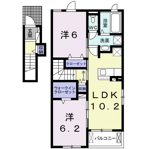 ル ボヌール赤穂Ⅱ(2LDK/2階)の間取り写真