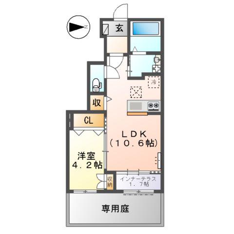 グランディール(1LDK/1階)の間取り写真