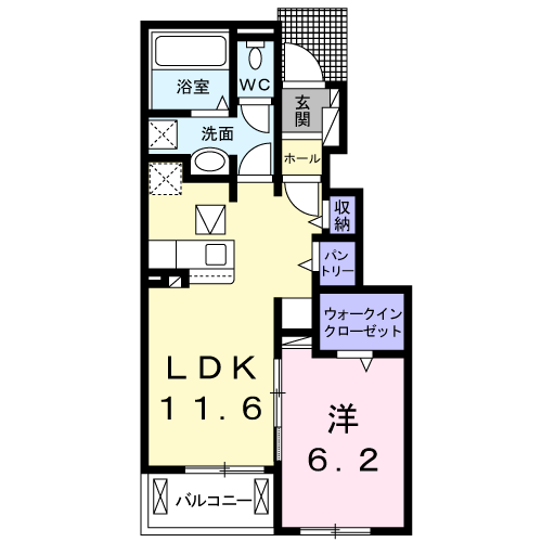 さざんか(1LDK/1階)の間取り写真
