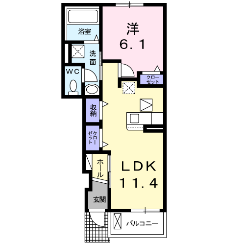 ANGE.A(1LDK/1階)の間取り写真