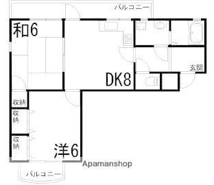 クリーンピア下寺町(2DK/6階)の間取り写真