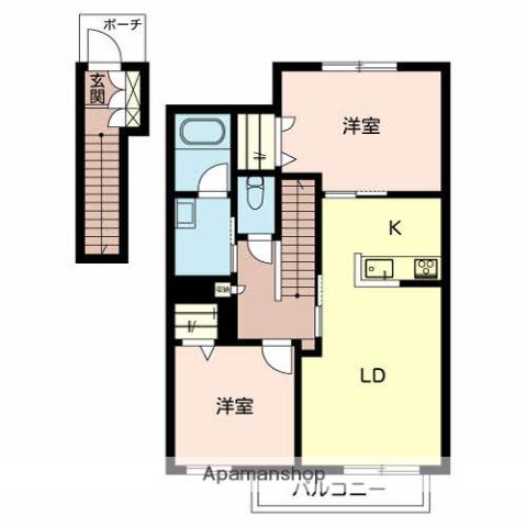CASA CONFORT(2LDK/2階)の間取り写真