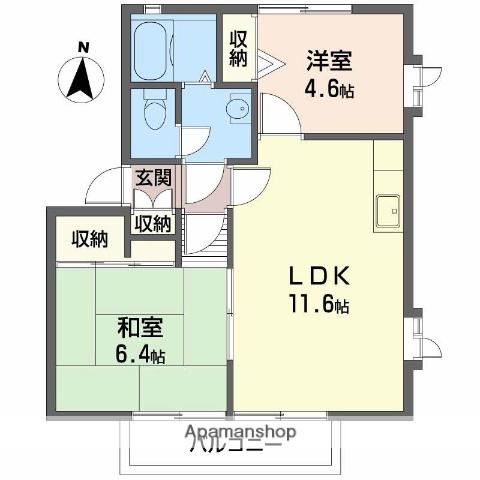 フローラル白浜B(2LDK/1階)の間取り写真