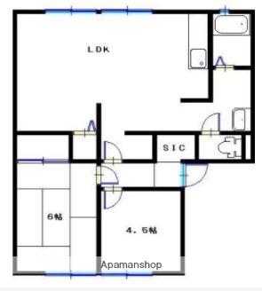 黒岩ハイツ(2LDK/1階)の間取り写真