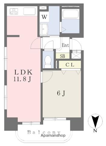 ラシャンス広畑(1LDK/6階)の間取り写真