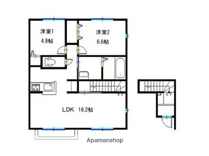 セイカーサA棟(2LDK/2階)の間取り写真