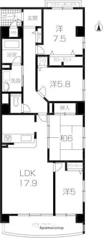 ウェンディーズコート新在家(4LDK/3階)の間取り写真