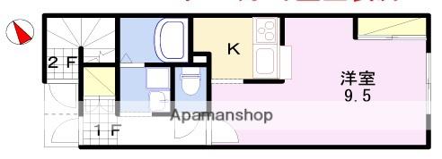 リアン飾東B(1K/1階)の間取り写真