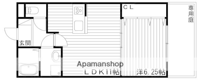 MISTRAL姫路南(1LDK/1階)の間取り写真
