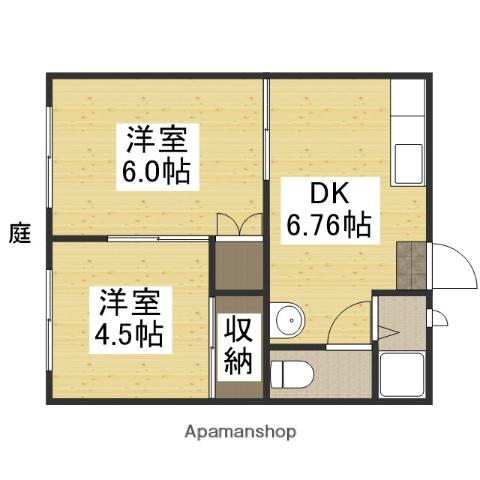 ロータスルーム(2DK/1階)の間取り写真