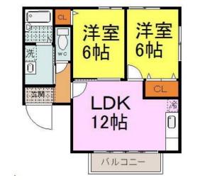 クラスティーナ(2LDK/2階)の間取り写真