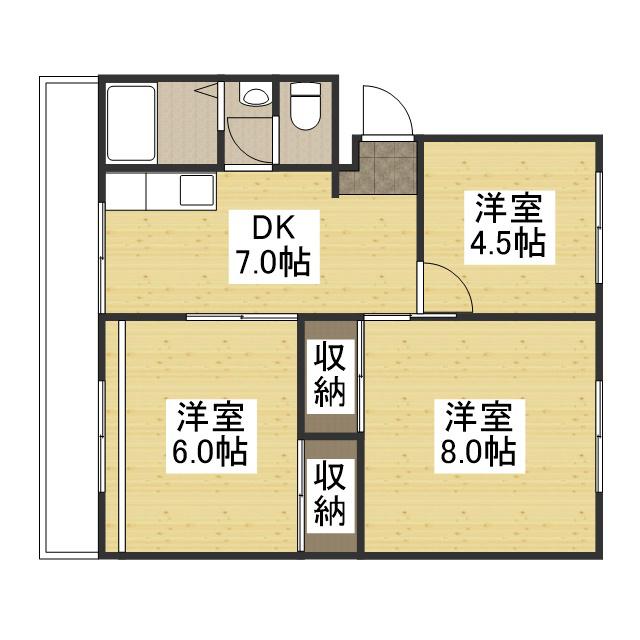 溝口ハイツ(3DK/4階)の間取り写真