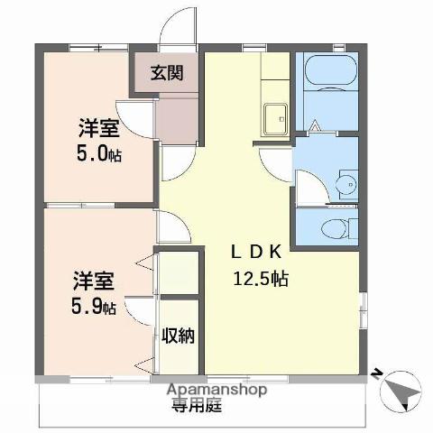 フレグランスH・M(2LDK/1階)の間取り写真