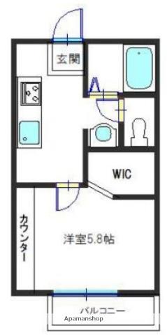 サニーハイツ御立 S棟(1K/2階)の間取り写真