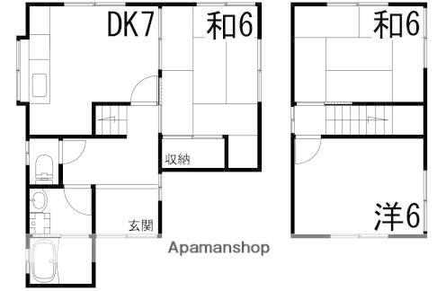 山陽本線 姫路駅 バス乗車時間：42分 荒神山口バス停で下車 徒歩5分 2階建 築47年(3DK)の間取り写真