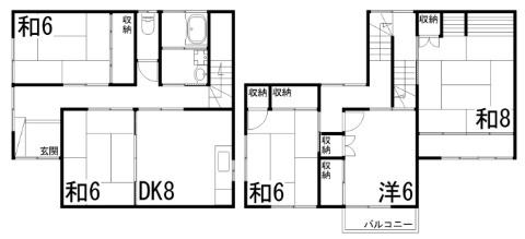 播但線 砥堀駅 徒歩27分 2階建 築43年(5DK)の間取り写真