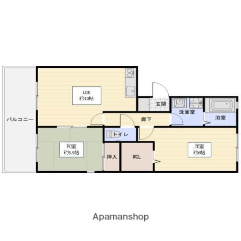 メゾンソレイユⅡ番館(2LDK/1階)の間取り写真