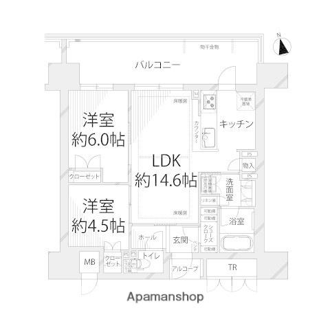 姫路ザ・レジデンス(2LDK/3階)の間取り写真