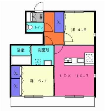 ネットハイツC(2LDK/1階)の間取り写真