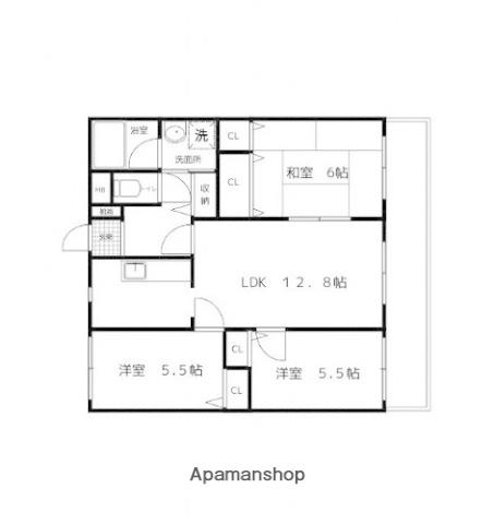 サンヴェール坊垣(3LDK/3階)の間取り写真