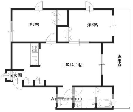 インパルス A棟(2LDK/1階)の間取り写真